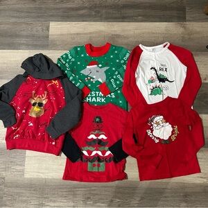 Christmas Kids Shirt Bundle - Red, Green, White Sz 5-6